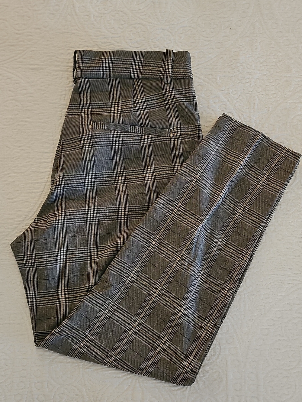 H&M Women's Gray Plaid Slim Stretch Dress Pants